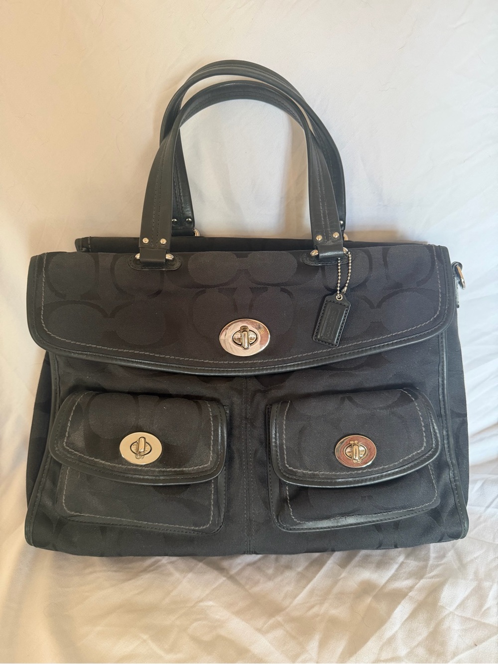 Vintage Coach Hamptons Signature Black Business Bag & Legacy Striped Laptop Bag